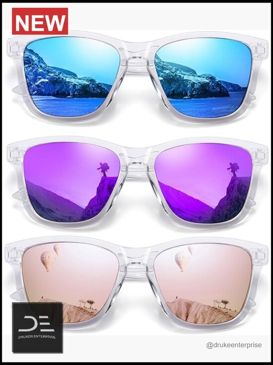 Polarized Sunglasses 3 Pack UV400 Protection Classic Retro Square Lens main image 4